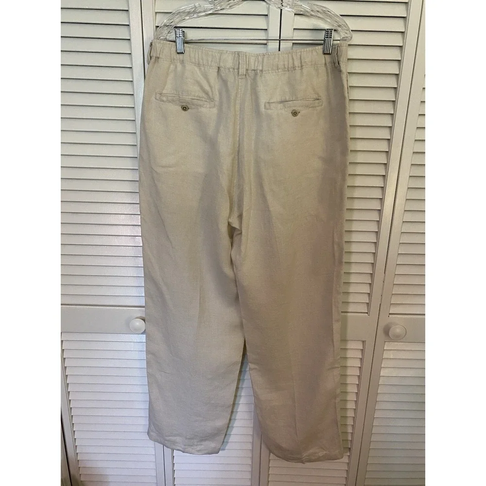 Tommy Bahama Relax Men's Large 100% Linen Pants Beige Drawstring Beach Coastal